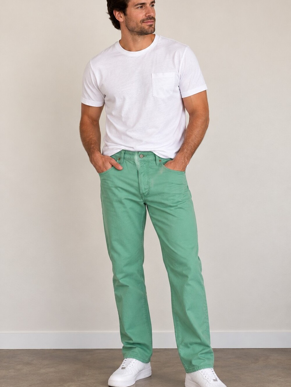 Levis 501 Mint Green Button Fly 5 Pocket Straight Leg Denim Jeans. Mens 42/32